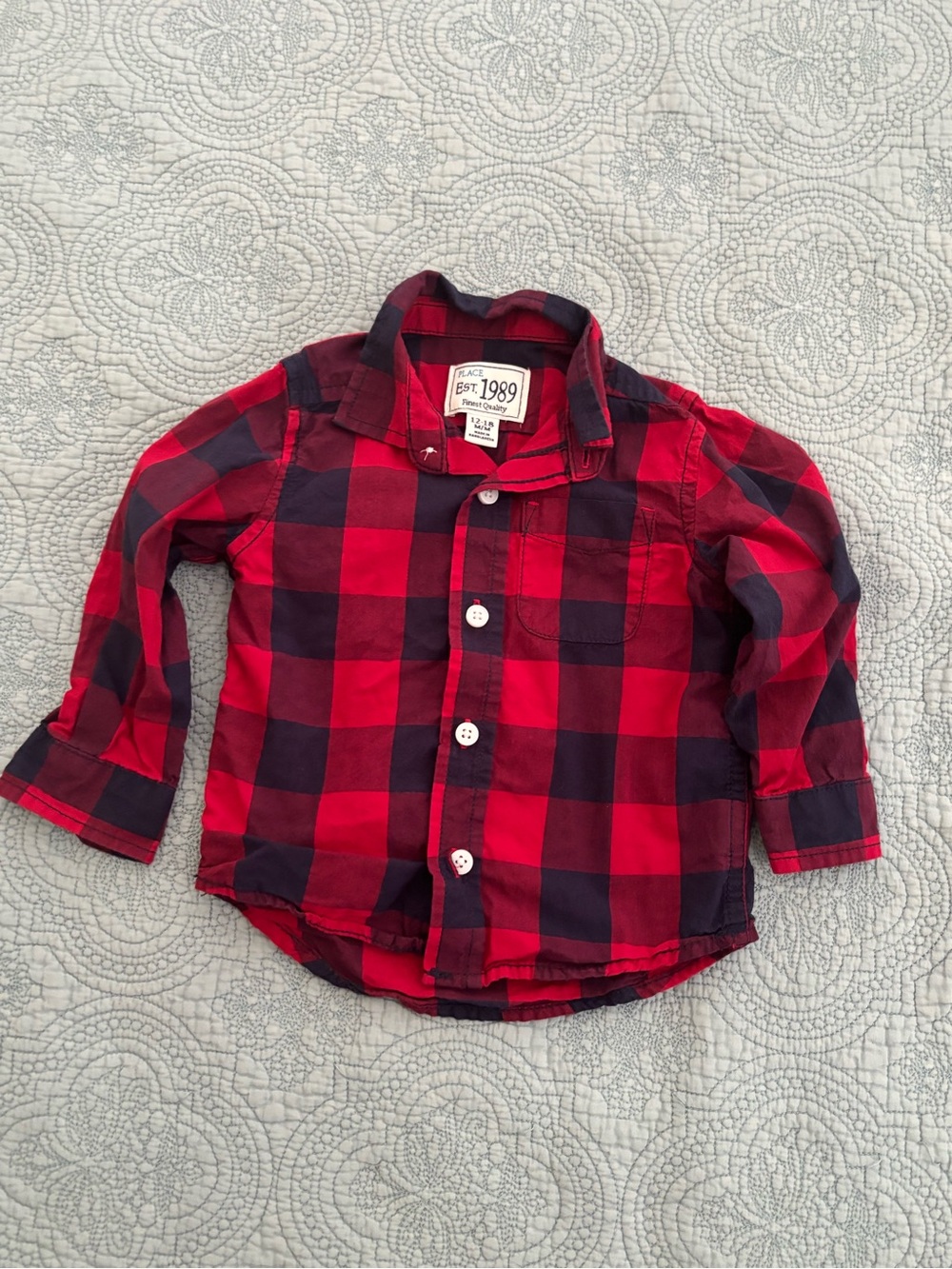 Children’s Place Place Red & Black Buffalo Plaid Button-Down Shirt